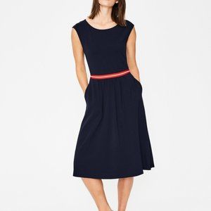 Boden Bernice Navy Dress with Ribbon Trim - US 10 L / UK 14L